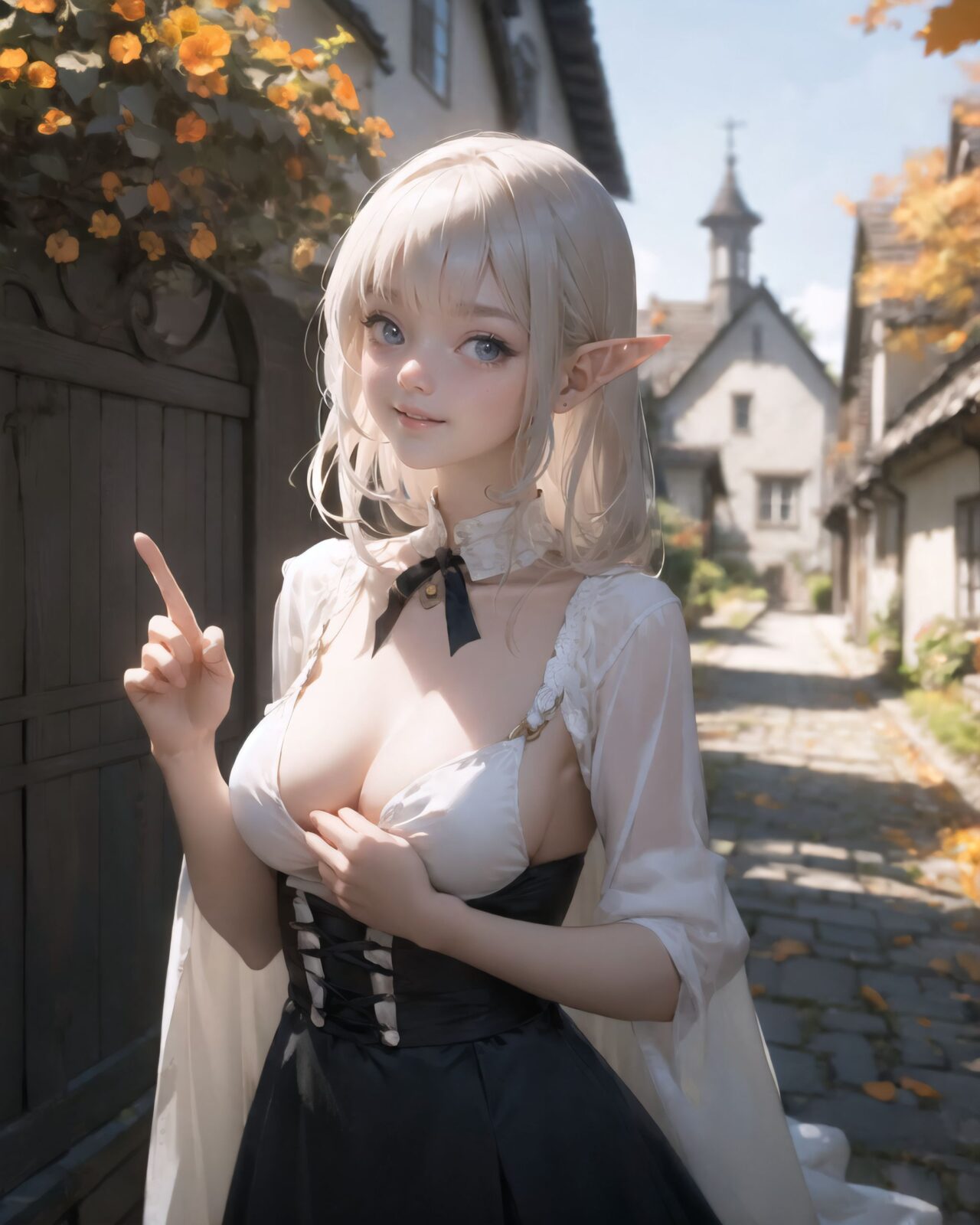 (girl in Halloween costume: 1.3), witch's costume, (Her breasts are completely exposed: 2.0),
hair, black hair, long hair, straight hair, big breasts, stockings, happiness, ghost, depth of field, autumn, Halloween, street,

BLAKE

A teenage elf girl in a Halloween costume is walking through a quiet, picturesque village at dusk, her cape fluttering in the wind and her breasts exposed in her erotic witch's costume. The sun has set and the sky is tinged with soft purple and orange. The streetlights have been enchanted and are now emitting a gentle light, illuminating the cobbled streets.
The witch girl is wearing a confident smile.
The houses in the background are lined up like dwarves, and some of them have wooden doors with runes carved into them, or gardens with mysterious lanterns. The quaint cottage is decorated with pumpkins and handmade magical ornaments, creating a mysterious yet fun atmosphere. There are mysterious lanterns hanging under the eaves, and a Jack-o'-lantern with an elaborate design carved into the front door.

A girl stands in front of the entrance with a small basket in her hand, (showing her bare breasts to the adults in front of her and tempting them:1.4).

Around her, the maple leaves touched by the magic of the season are falling silently, and the air is filled with a refreshing coolness.
It was a scene that blended fantasy and Halloween elements, a scene that combined the excitement of a Halloween festival in a quirky village with the atmosphere of seasonal magic and a slightly more mature charm.

BLAKE



A 16-year-old fairy girl with an innocent and pure charm,
her innocent expression, gentle smile, shyness,

shy idol-like smile,

dark, deep blue-green eyes that radiate a pure brilliance,
silver hair, stylish short haircut, delicate hair flow, 


a look into the camera, a look that meets the eye, embodying the wonder of a child,

close-up shots,
soft, natural poses, youthful and elegant shots,


a mischievous look, an ideal fusion of innocence and charm,
embodying the popular kawaii girl,
elements of Lolita fashion, fresh and pure poses, exuding natural charm, 


emphasizing her cuteness from a low angle and bringing out the delicate texture of her hair and clothes.
Soft natural light casts a soft shadow, bringing out the contours of her youthful face.


making her stand out clearly.
The shallow depth of field of the 50mm f/1.2 lens creates beautiful depth of field blur with her face in focus.
High resolution, detailed graphics,
vibrant colors, professional quality,


ultra-high resolution, every detail is reproduced clearly, from the individual strands of hair to the intricate weave of the costume.
The vivid contrast of the professional-quality image brings the vivid colors to life.


(EasyNegativeV2: -1.5), (Worst Quality, Low Quality: -1.2),
(Mole: -1.1), (Skin Spot: -1.2), (Freckle: -1.3)
(Poor Hand: -5: -1.2), (Negative Hand: -1.1),